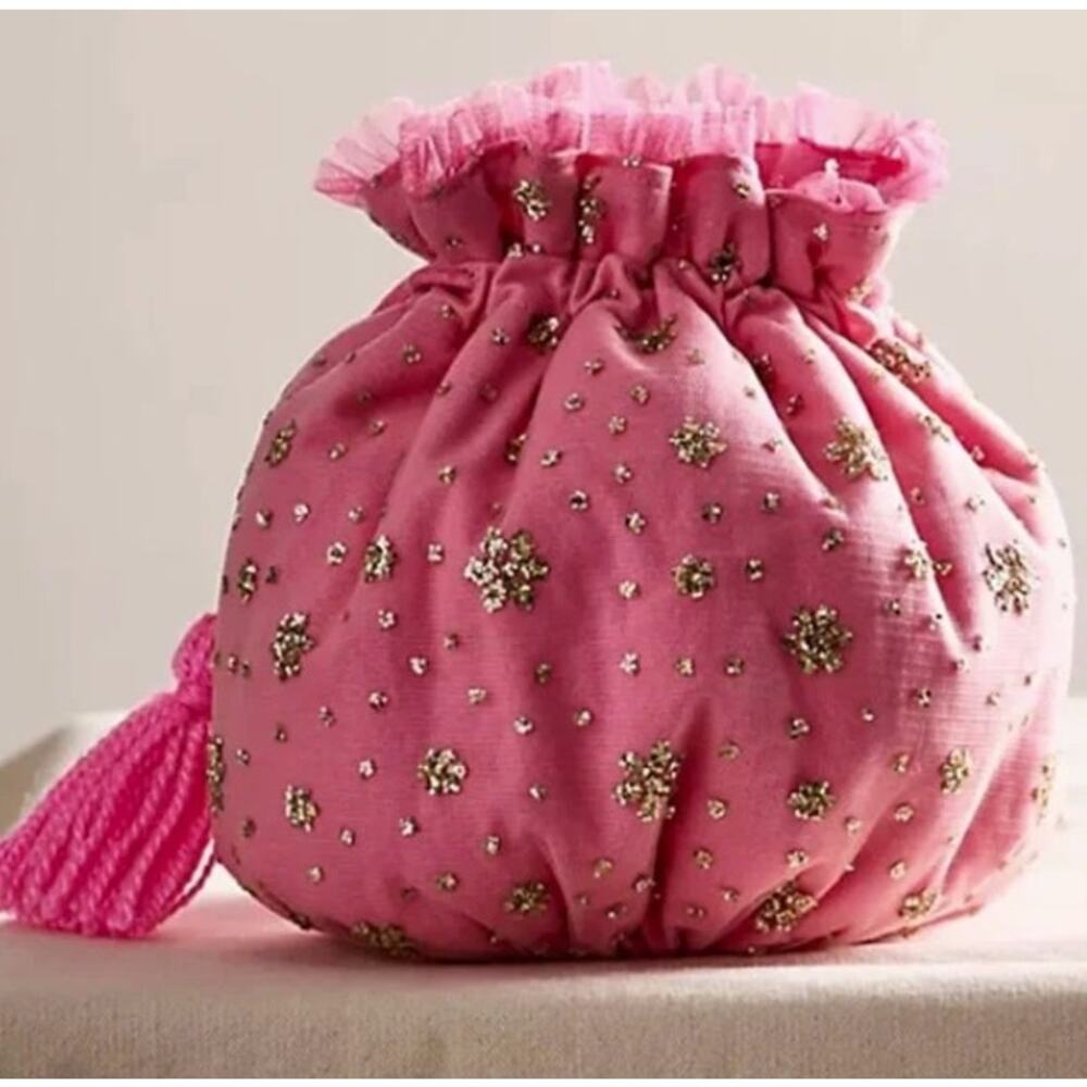 Free People | NWOT | Seasons Sparkle Mini Gift Sack | Pink  MSRP $58